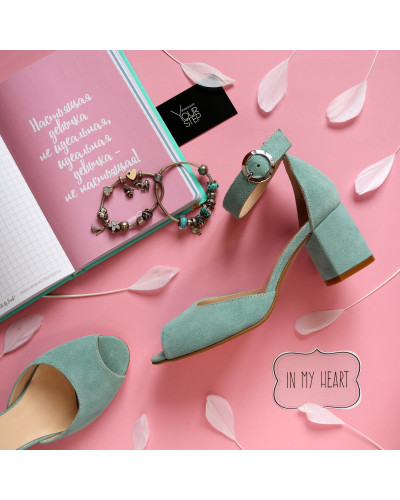 Босоніжки з замші на підборах Арт. 605-5/45Ок