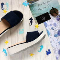 Шльопанці з синьої замші Арт. 228-1