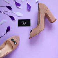 Туфли из замши цвета персик с фурнитурой Арт. 95-4/44ОК-3685