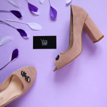 Туфли из замши цвета персик с фурнитурой Арт. 95-4/44ОК-3685