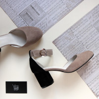 Босоніжки з бежевої замші на підборах Арт. 605-6/45Ок