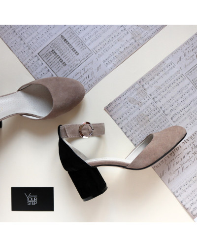 Босоніжки з бежевої замші на підборах Арт. 605-6/45Ок