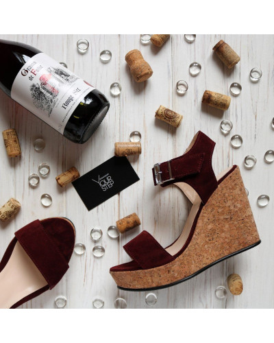 Босоножки на танкетке из бордовой замши Арт.: 716-2Ot