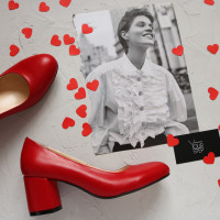 Туфли из красной кожи на низком каблуке Арт. 605-4/45Ок