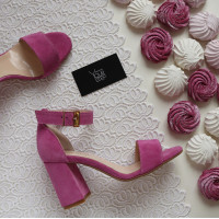 Босоніжки з рожевої замші на підборах Арт. 853-3/48Ок