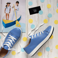 Кеди із блакитної шкіри Арт. Em-1