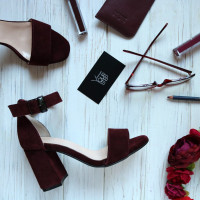 Босоніжки з бордової замші на підборах Арт. 853-3/48Ок