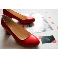 Туфли из красной кожи на низком каблуке Арт. 605-4/45Ок