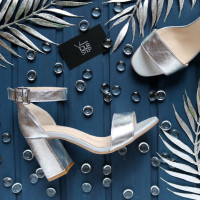 Босоніжки зі срібної шкіри на підборах Арт. 853-3/48Ок