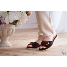 Шльопанці зі шкіри з пряжкою Арт. 10-15Lib