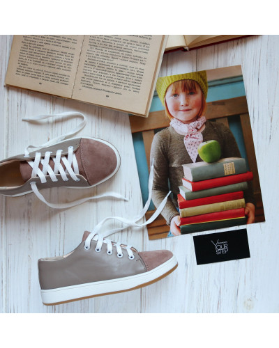 Кеди із бежевої шкіри Арт. Em-1