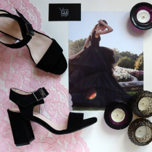 Босоніжки з чорної замші на підборах Арт. 853-2/48Ok