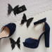 Босоножки на высоком каблуке из замши синего цвета Арт.: 951-6Ок