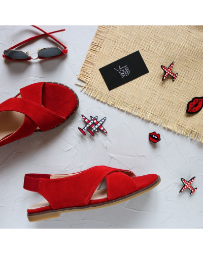 Сандали из красной замши Арт. 10-17Lib