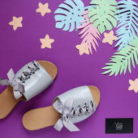 Шльопанці з сірої шкіри Арт. 10-16/112-0015