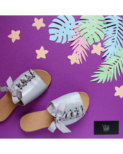 Шльопанці з сірої шкіри Арт. 10-16/112-0015