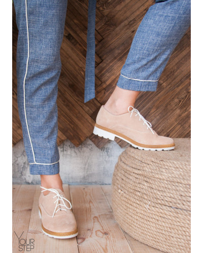 Туфли из замши цвета бледного персика Арт. 05-6/129