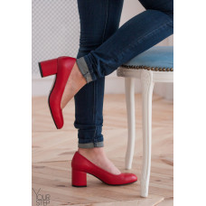 Туфли из красной кожи на низком каблуке Арт. 605-4/45Ок