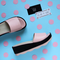 Шльопанці зі шкіри кольору пудри Арт. 228-1