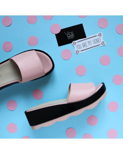 Шльопанці зі шкіри кольору пудри Арт. 228-1