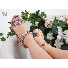 Босоножки на танкетке из принтовой кожи под тропики Арт.: 716-2Ot