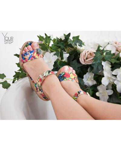 Босоножки на танкетке из принтовой кожи под тропики Арт.: 716-2Ot