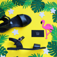 Босоніжки з чорної шкіри Арт. 10-5Lib