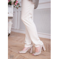 Туфли из велюра бежевого цвета с фурнитурой Арт. 95-4/44ОК-2549