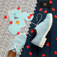 Туфли из замши бледно-голубого цвета Арт. 05-6/129