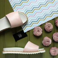 Шльопанці зі шкіри кольору пудри Арт. 10-9/125