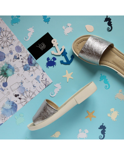 Шльопанці срібного кольору Арт. 10-9/144