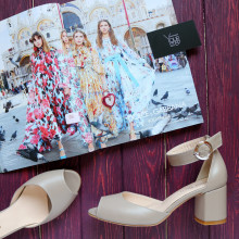 Босоніжки з бежевої шкіри на підборах Арт. 605-5/45Ок