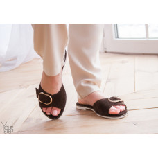 Шльопанці зі шкіри з пряжкою Арт. 10-15Lib