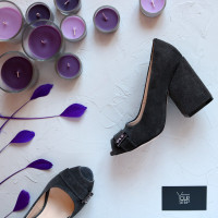 Туфли из замши серого цвета с фурнитурой Арт. 95-4/49ОК-2550