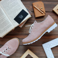 Туфли из замши цвета бледного персика Арт. 05-6/129