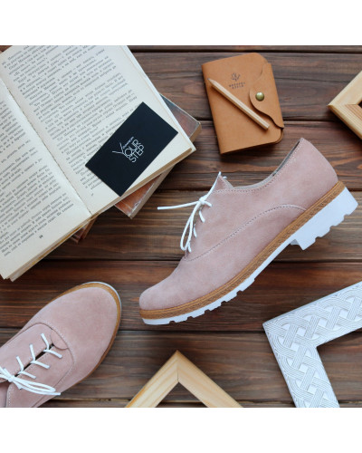 Туфли из замши цвета бледного персика Арт. 05-6/129