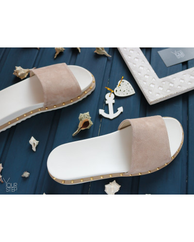 Шльопанці бежевого кольору Арт. 10-9/125