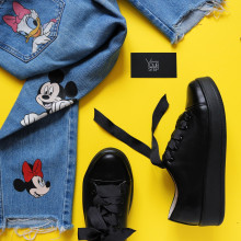 Кеди із чорної шкіри Арт. 33-1/143RS