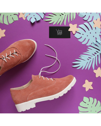 Туфли из замши цвета персика Арт. 05-6/129