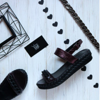 Босоножки из кожи бордового цвета с фурнитурой Арт. 10-10/045F