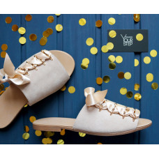 Шльопанці з бежевої замші Арт. 10-16/112-0015