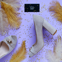 Туфли из велюра бежевого цвета с фурнитурой Арт. 95-4/44ОК-2549