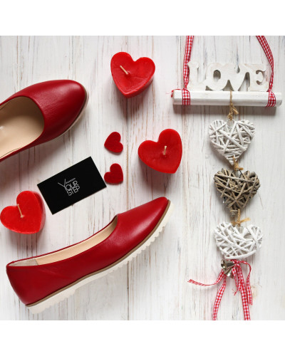 Балетки з червоної шкіри Арт. 01-1Kr