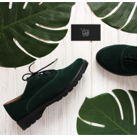 Туфли из замши зеленого цвета Арт. 05-6/129