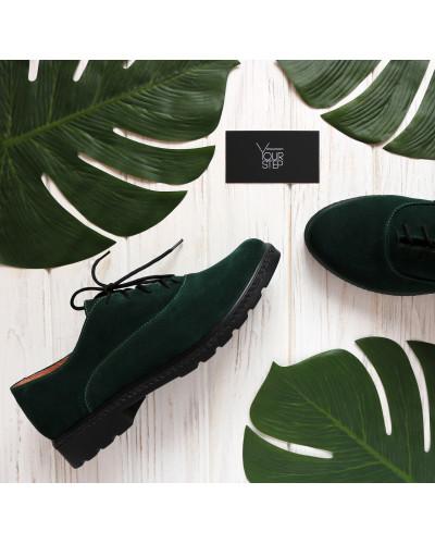 Туфли из замши зеленого цвета Арт. 05-6/129