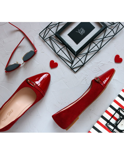 Балетки червоного кольору з фурнітурою Арт. 16-4F-0041