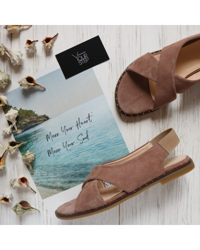 Сандали из велюра цвета капучино Арт. 10-17Lib