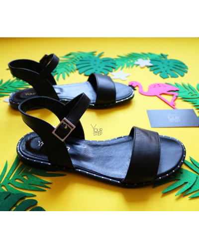 Босоніжки з чорної шкіри Арт. 10-5Lib