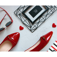 Балетки червоного кольору з фурнітурою Арт. 16-4F-0041