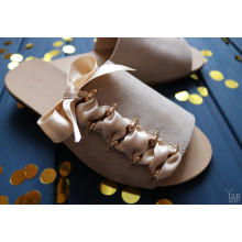 Шльопанці з бежевої замші Арт. 10-16/112-0015